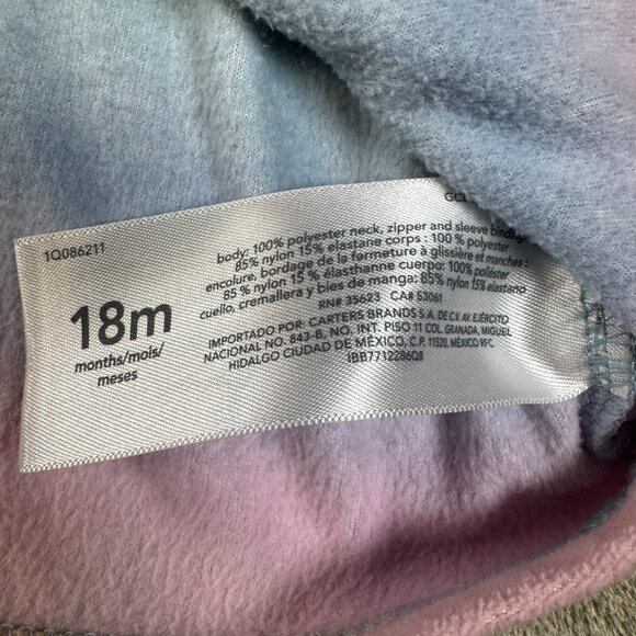 OSHKOSH B'GOSH Girls 1/4 Zip Colorful Fleece & Carters Zip up Hoodie SIZE 18M - Picture 8 of 15